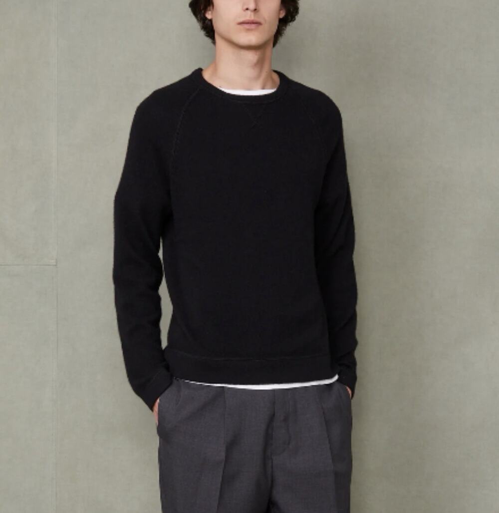 officine generale Unisex Cashmere Nate Sweater Black M